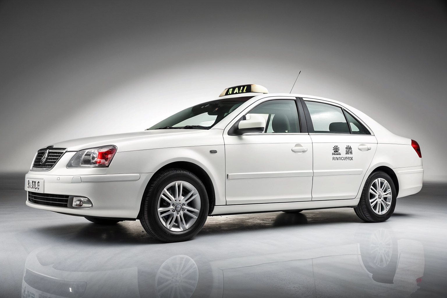 White sedan taxi car